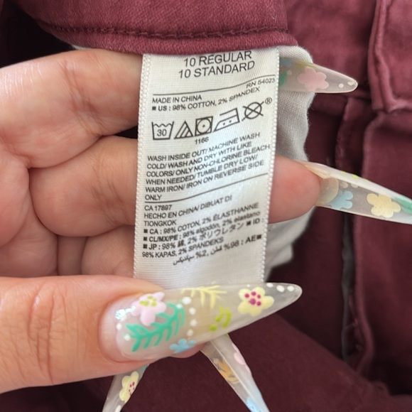 Old Navy Maroon Mid Rise Rockstar Jeans - Picture 4 of 4